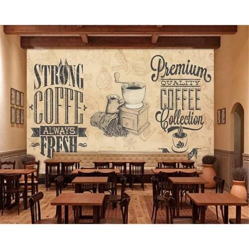 Beibehang photo wallpapers 3d mural Custom wall sticker modern letter coffee cup decoration background wallpaper 3d on the wall