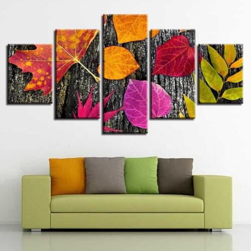 5 Panels HD Print Canvas Pictures For Living Room Colorful Leaves Wall Art Painting Home Decor Modular Artworks Posters
