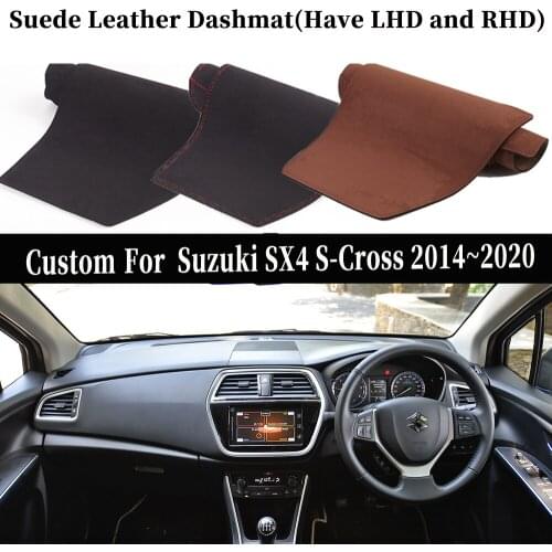 Accessories Car-styling Suede Leather Dashmat Dashboard Cover Dash Mat Carpet For Suzuki SX4 S-Cross SX Cross SCross 2014~2020