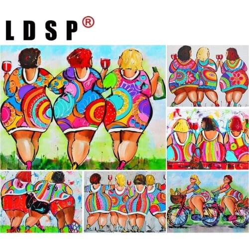LDSP 5D DIY Diamond Painting Cartoon Sexy Women Cross Stitch Embroidery Full Round Drill Diamond Mosaic Picture Rhinestone Decor
