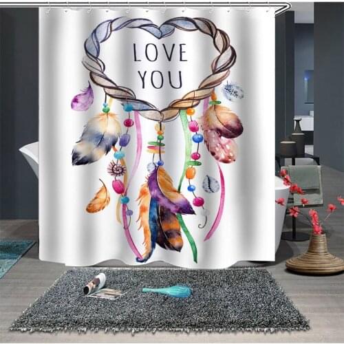 Bohemian Style Bath Curtain Printing Polyester Waterproof Bath Curtain Fabric Bath Curtain 12 Hanging Anti-mildew Bath Curtain
