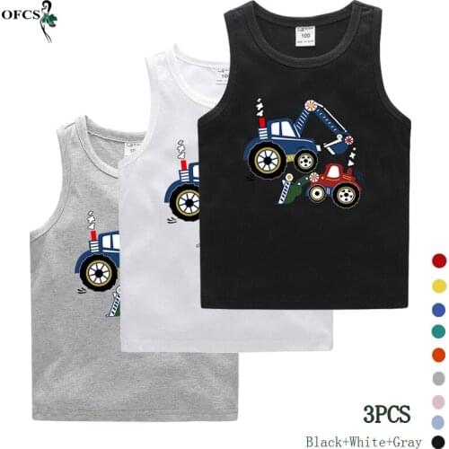 Kids Sleeveless T-shirt Girls Boys Colorful Cotton Tops Tees Summer Cool Undershirt Vest Children 3Pcs Different Color Clothing