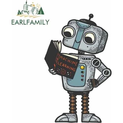 EARLFAMILY 13cm x 8.3cm for Robot Child with Book Auto Bumper Window Car Stickers Fashion Occlusion Scratch DIY Decal Decoration