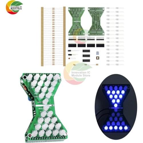 DC 5V Blue LED Electronic Hourglass DIY Kit Speed Adjustable Funny Electronic DIY Kits LED Double Layer PCB Board