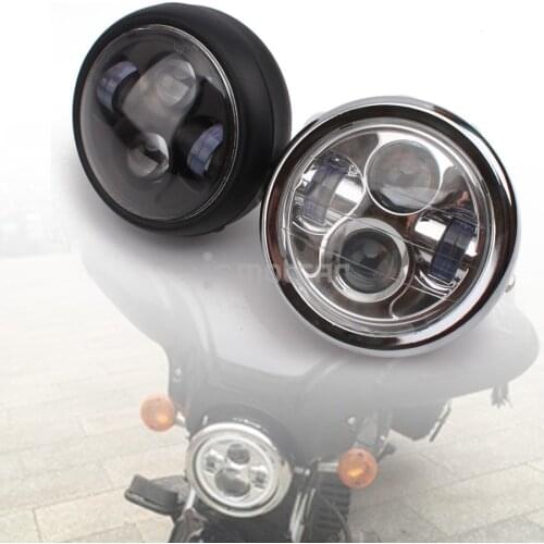For Honda CB100 CB125S CL GN125 CG125 Cafe Motorcycle Retro White LED 6.3" Clear Lens Hi-Low Bean Front Headlight Black/Chrome