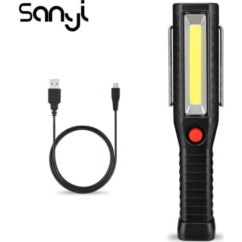 SANYI 4 Modes Lighting Flashlight Torch USB Cable Charging LED Portable Lantern Built-in Battery Strong Bright Lamp for Hunting