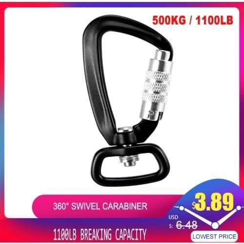 Lixada Survial Rescue Mountaineering Carabiners Hook D-Ring 360° Rotatable Spinner Keychain Rope Swivel Carabiner Clip