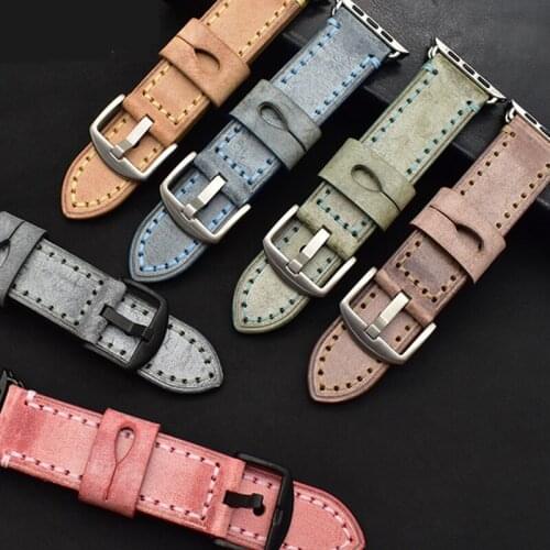 Leather men Strap for apple watchband 42mm 44mm correa for iwatch apple watch band Series 5 4 3 2 1 cinturino Sports & Edition