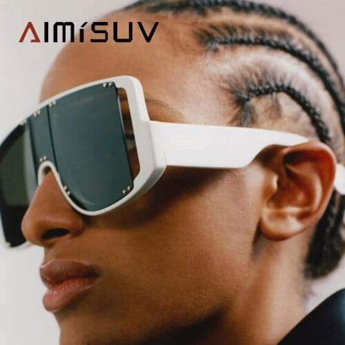 AIMISUV Square Sunglasess Female 2021 Womens Oversized Design Acetate Frame Male Anti Glare Travel Driving Sunglass Men UV400