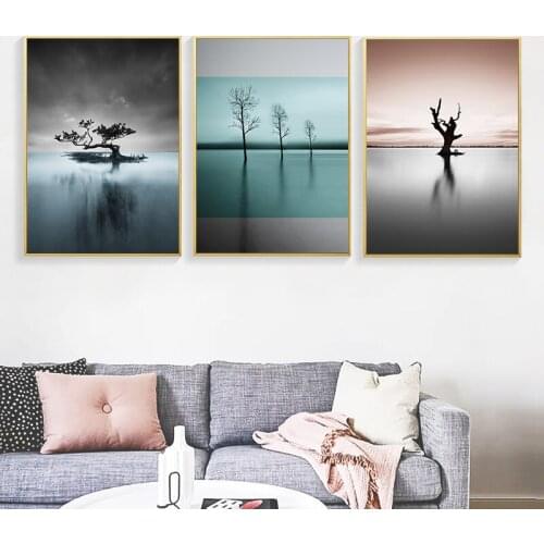 Minimalist Landscape Canvas Painting Posters Tree Wall Art Prints Abstract Art Decorative Pictures Living Room Home Decor YX091