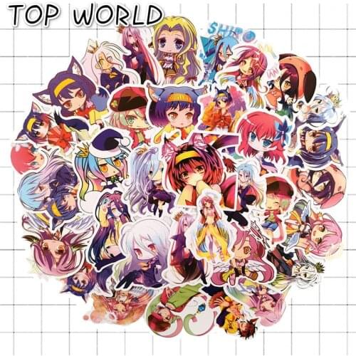 10/50pcs/set No Game No Life Japanese Cartoon Animation Stickers For Car Fridge Laptop Toys Snowboard Luggage Stickers