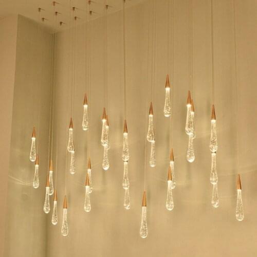 Nordic Bottles/Raindrops Crystal Led Pendant Lights Cable Customizable Parlor Hall Hotel Pendant Lamp Coffee Shop Lamp Home Deco