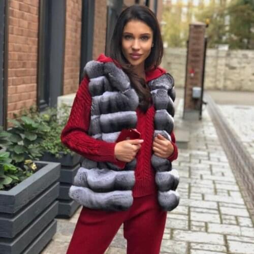 FURSARCAR 2021 Brand New Real Fur Vest Natural Fox Fur Coat Top Fashion Slim Female Sleeveless Overcoat High Street Style Coats