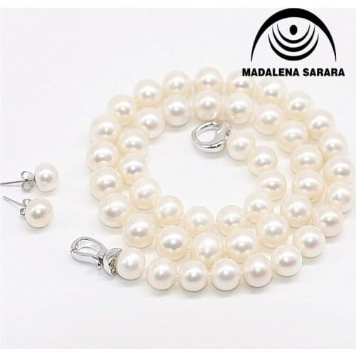 MADALENA SARARA AAA 8-9mm Freshwater Pearl Strand Necklace Natural White Pearl Perfect Round Fine Luster And Brightest