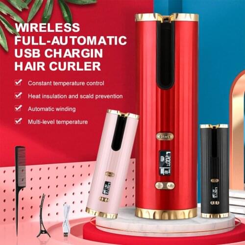 Portable Wireless Automatic Curling Iron Hair Curler USB Rechargeable for LCD Display Curly Machine Ceramic Wave Hair Curler