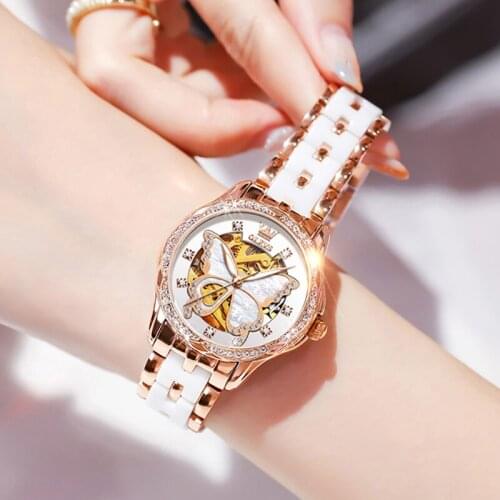 OLEVS Luxury Automatic Mechanical Watches Women Fashion Watch 2021 Casual Waterproof Ladies Skeleton Watch Cock Relogio Feminino