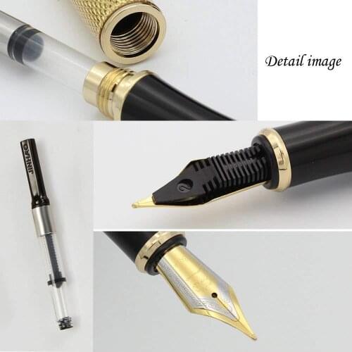 Baoer Black Classic Ciger Golden Ring Fountain Pen Stylish Push in Style Ink Converter Refill Handle School Writing Stationery