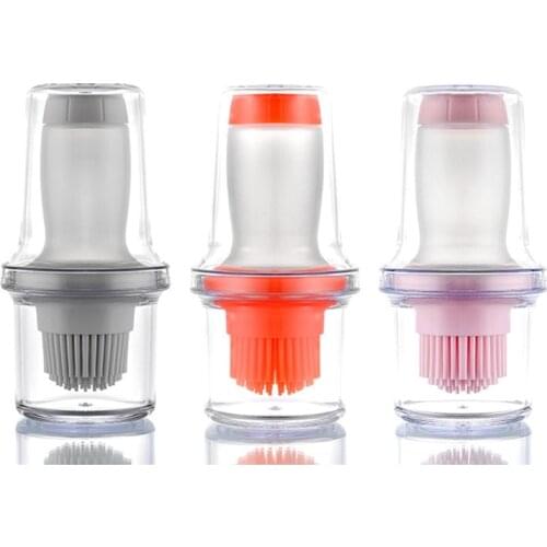 Silicone BBQ Grill Oil Bottle with Brushes Barbecue Roast Heat Resisting Basting Baking Brush Accessories Kitchen Tool