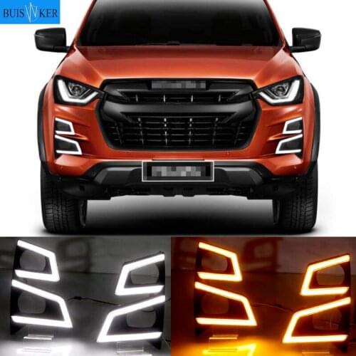Led Daytime Running Lights for Isuzu D-max 2020 Fog lamp 12V ABS DRL Driving lights yellow turn signal light