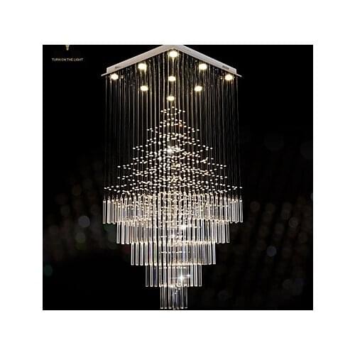 LED Crystal Chandeliers Square Pendant Light Lighting Lamps Fixtures AC 100 to 240V Clear K9 Crystal