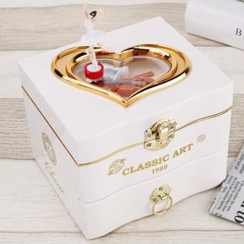 Classic Rotating Dancer Piano Music Box Clockwork Plastic Jewelry Boxes