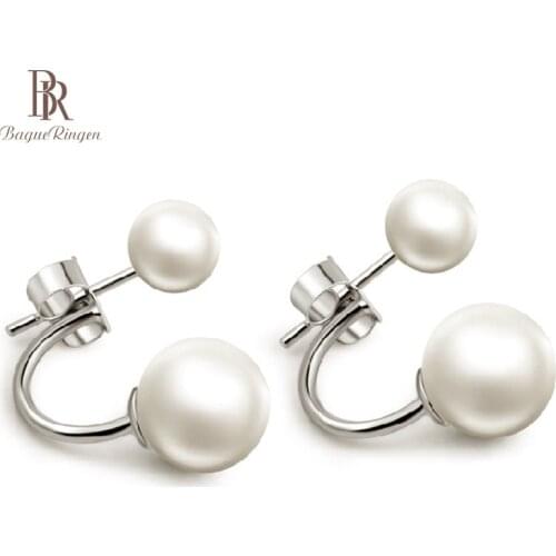 Bague Ringen Elegant Shell Pearl Earrings for Women Silver 925 Jewelry Korean Style Fashionable Ear Studs Dating Sweet Girl gift