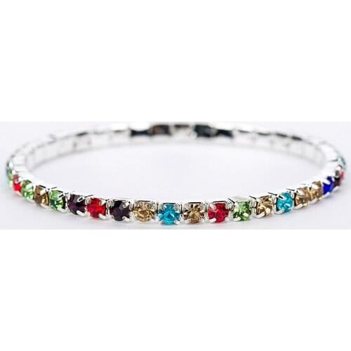 Stretch Bracelets Anklet For Women Girls Stylish Multi color Elastic Shining Crystal Bracelets Luxury Rhinestone Charm Jewelry