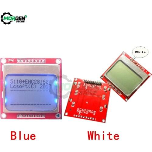 LCD Display Module Monitor White Blue Backlight Adapter PCB 84*48 84x48 5110 Screen For Arduino Controller 3.3V Dot Matrix