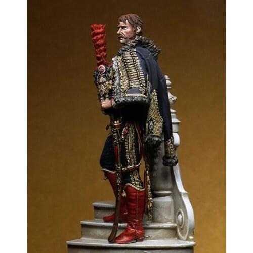 1/24 75mm soldier Captain Horse standing with base 75mm Resin Model Miniature figure Unassembly Unpainted