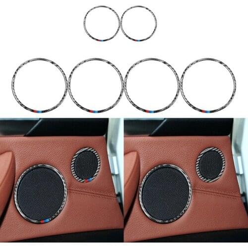 1set Carbon Fiber for BMW F07 X3 F25 X4 F26 Car Door Speaker Decorative Circle Sticker Loudspeaker Trim M Sticker Accessories