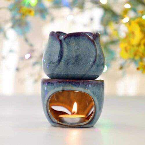 1pcs Tulip Type Ceramic Aroma Diffuser Large Capacity Essential Oil Stove Aromatherapy Furnace Candle Decoration