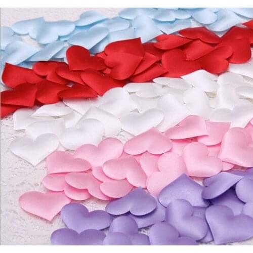100Pcs 20mm Fabric Heart Flowers Applique Sewing Home Wedding Party Confetti Table Decoration Supplies Trim DIY Crafting
