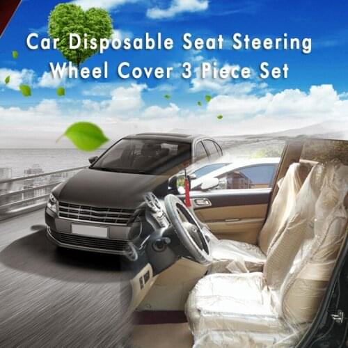 3Pcs/set Universal Car Disposable Plastic Soft Seat Cover Steering Wheel Cover Waterproof Car Repair Protective Cover Waterproof
