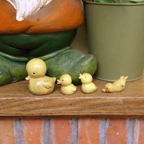 4 Pieces/set) Ceramic Duck Home Decoration Garden Bonsai Animals Cartoon