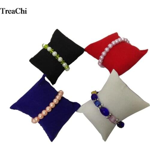 5Pcs Hot Jewelry Bracelet Bangle Pillow Velvet Watch Bead Chain Display Organizer Stand Box Watch Pillow Cushion 4 Colors