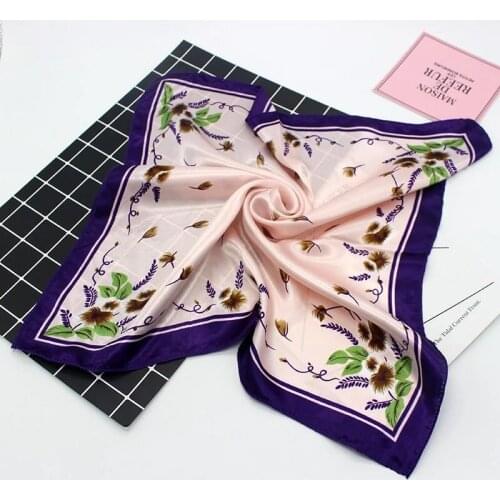 50*50 CM Small Square Silk Scarf for Women Business Neck Head Scarfs Ladies Foulard Hair Band Tie Female Print Handkerchief