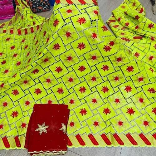 African Bazin Riche Fabric With Brode 2021 Latest Fashion Cotton Dry Embroidery Basin lace Fabric Guinea Brocade Fabrics 7yards