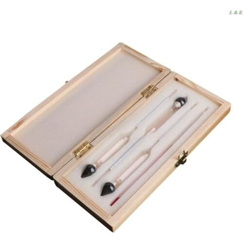 Hydrometer Hydrometer Tester Vintage measuring bottle wooden box Set Tools Alcoholmeter Alcohol Meter Wine Concentration Meter