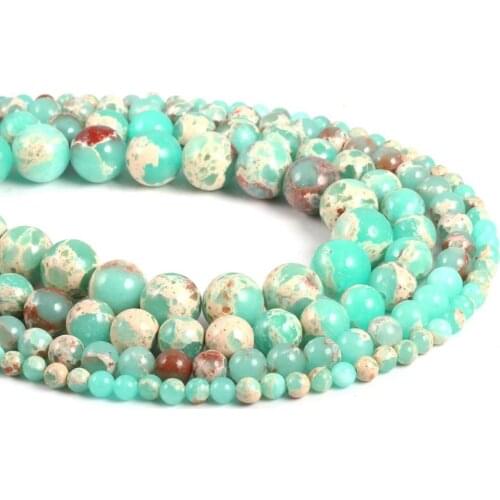 Natural Semi Precious Stone Beads Green Serpentines Circular DIY For Making Necklace Bracelets And Earrings 4/6/8/10mm
