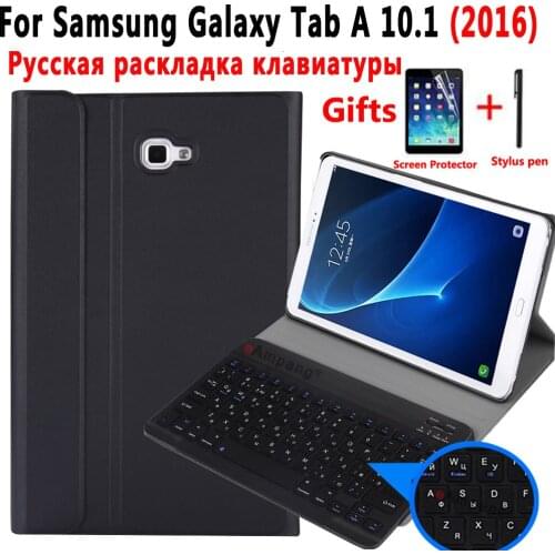Russian Keyboard Case For Samsung Galaxy Tab A A6 10.1 2016 SM-T580 SM-T585 T580 T585 Tablet Leather Cover Bluetooth Keyboard