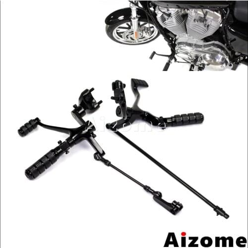 Black Motorcycle Footpeg Forward Controls Forward Control Kit For Harley Sportster 883 Iron XL883N 2014 2015 2016 2017