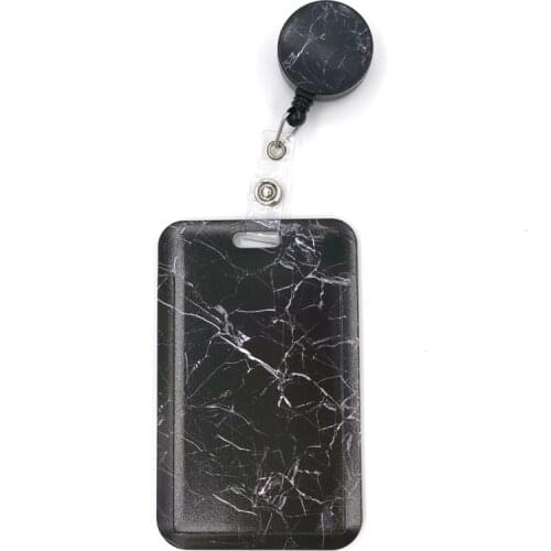 Black Marble Card Holder Women Men Business Lanyard Badge Card Case Women Card Cover Student Lanyard ID Name Card Holder Bags