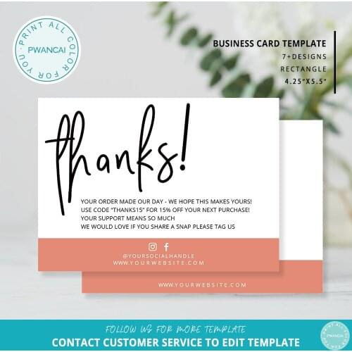 BUSINESS THANK YOU modern handlettered fuschia 30Pieces 4.25X5.5 inch