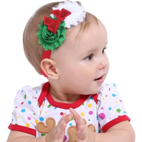 European and American Christmas Childrens Hairband Two Raw Edge Flowers Flash Bow Elastic Headband Hair Accessories