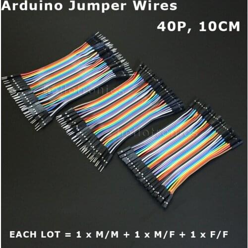 Hellotronics Premium 10cm 1 Set = 1 x M/M + 1 x M/F + 1 x F/F Splittable Dupont 40 Pins Breadboard Jumper Wires For Arduino