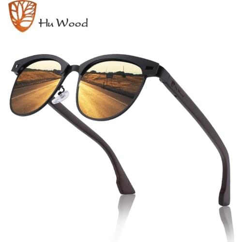 HU WOOD Womens Cat Eye Sunglasses