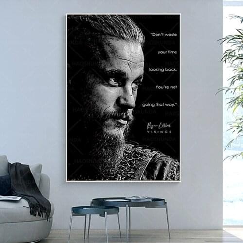 Viking Figure Print Motivational Quote Oil Painting on Canvas Poster and Prints Movie Star Wall Art Bedroom Decor Picture