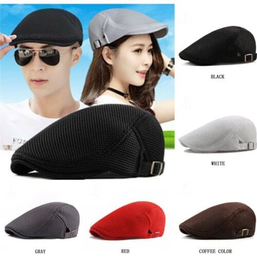 Adjustable Beret Caps Outdoor Sun Breathable Bone Brim Hats Womens Mens Herringbone Solid Flat Berets Cap Hat