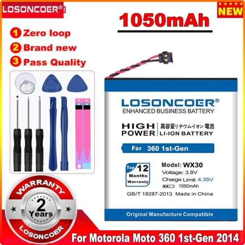 LOSONCOER WX30 1050mAh SNN5951A High Capacity Battery For Motorola Moto 360 1st-Gen 2014 Smart Watch Batteries+Quick Arrive