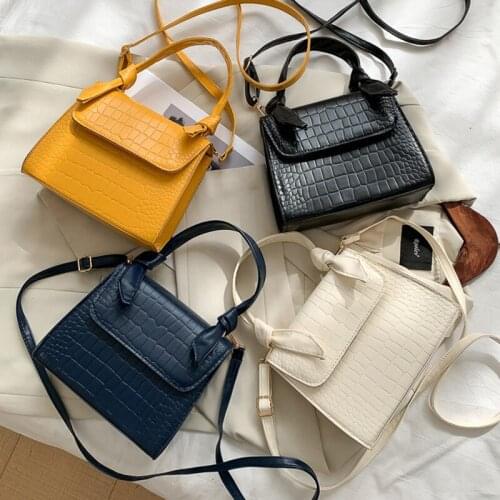 Small Crocodile Pattern Solid Color PU Leather Crossbody Bags For Women 2021 Lady Shoulder Handbags Female Simple Totes